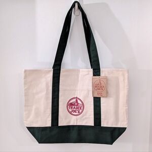 Trader Joe's Tote Bag canvas Cream and Green
